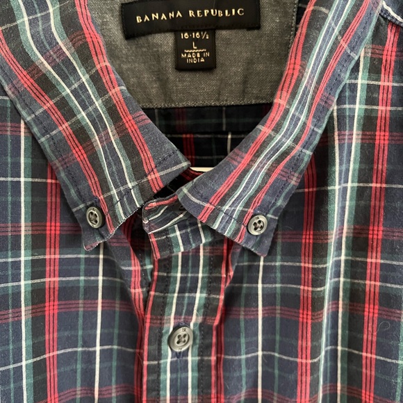 Mens' Banana Republic Blue and Red Plaid Shirt - Picture 5 of 7